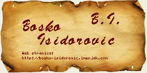 Boško Isidorović vizit kartica
